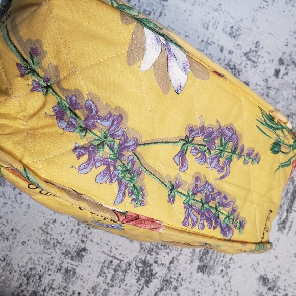 Vintage Maggi B Yellow Quilted Floral Toiletry Makeup Bag Made in Canada - Picture 16 of 16
